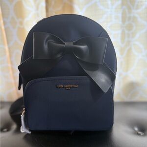 Karl Lagerfeld Navy Backpack with Black Bow